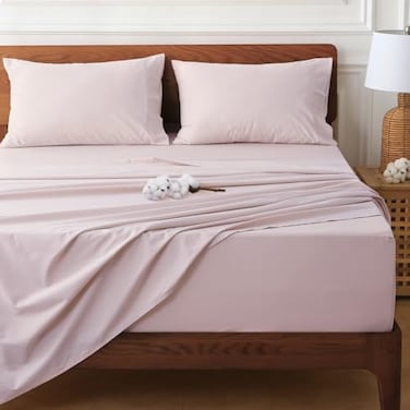 HYPREST Extra Deep Pocket King Sheet Sets Fits 1824 in Deep Mattress 100 Cotton King Sheet SetPink Hotel Crisp Soft Cooling Sheet Sets for King Bed Deep Pocket