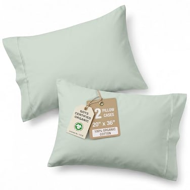 LANE LINEN Lane Linen 100 Organic Cotton King Pillow Cases Set of 2 20x36 Cool Blue
