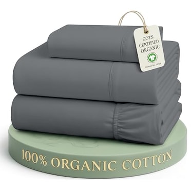 LANE LINEN Twin Bed Sheets 100 Organic Cotton Soft 3pc Percale Charcoal