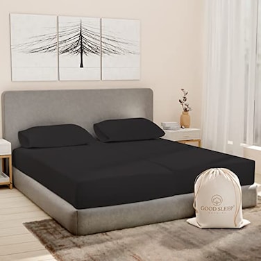 Good Sleep Bedding Split King Sheets Sets for Adjustable Bed 5 Piece 100 Egyptian Cotton Bed Sheets for Adjustable Bed Sateen Weave 16 Inch Deep Pocket Bed Sheet Dark Gray