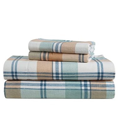 LANE LINEN 100 Cotton Full Flannel Sheets Set Brushed for Extra Softness Lightweight Durable Cotton Flannel Full Sheet Sets Warm Cozy 15 Deep Pocket Plaid Flannel Sheets White Plaid