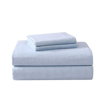 Laura Ashley Flannel Sheets Full Size AntiPilling Wrinkle Resistant Cotton Touchably Soft for AllSeason Comfort Bed Sheets with Matching Pillowcases Fitted Sheet Serene Blue
