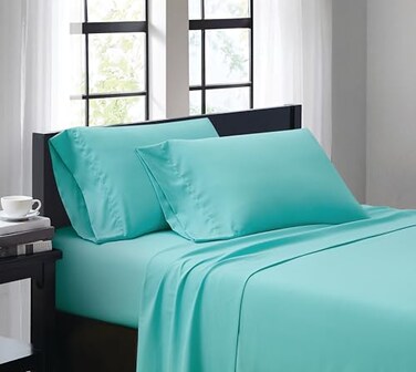 TRULY SOFT Everyday Sheet Set Turquoise Polyester 3Piece Twin Sheet Set Solid Color Themed Adult Bedding OekoTEX Certified