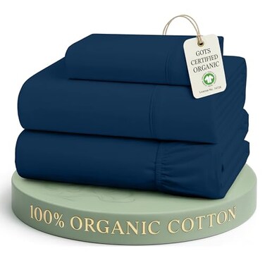 LANE LINEN Twin Sheet Set 100 Organic Cotton Cooling Soft 3pc Navy