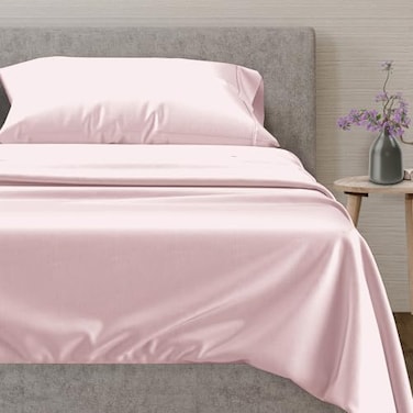 Mayfair Linen 100 Egyptian Cotton Twin Size Sheet Set Luxury 600 Series Voyage Collection Cotton Sheets Set for Twin Bed 3 PC Blush Soft Cooling Sateen Weave 16 Deep Pocket Hotel Sheet Set