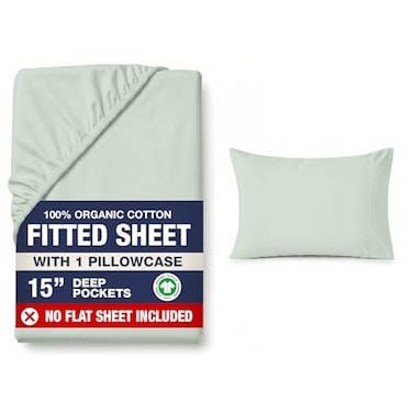 LANE LINEN Fitted Sheets Twin Size Charcoal 2Piece Set 1 Fitted Sheet 1 Pillowcase Percale Weave Ultra Soft BreathableFits Mattress Upto 15 Deep Cool Blue No Flat Sheet