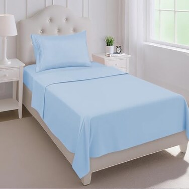 Mejoroom Twin Sheet Set Hotel Collection Twin Sheets Bedding Sheets Pillowcases with Deep Pocket Fitted Sheet Breathable Wrinkle Fade Resistant 3 PieceLight Blue