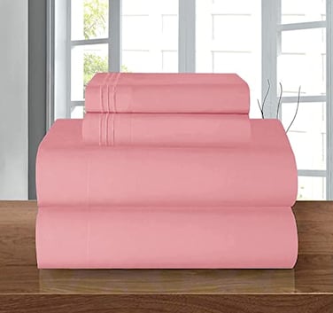 Elegant Comfort Luxury 1500 Premium Hotel Quality Microfiber 4Piece Sheet Set Wrinkle Resistant All Around Elastic Fitted Sheet Deep Pocket up to 16 King Dusty Rose