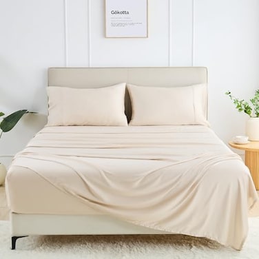 GOKOTTA Full Size Bed SheetsSoft Cooling Breathable Sheets15 Deep Pocket Full Size Sheets with Elastic Corner Straps Moisture WickingDouble Stitching