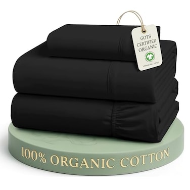 LANE LINEN Twin XL Sheets 100 Organic Cotton Soft 3pc Percale Black