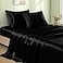 VACVELT 4pcs Black Satin Sheets Queen Size Bed Set 15 Inch Deep Pocket Silky Satin Sheet Set Soft Satin Bedding Set Cooling Luxury Bed Sheets 1 Fitted Sheet 1 Flat Sheet 2 Pillowcases