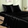VACVELT 4pcs Black Satin Sheets Queen Size Bed Set 15 Inch Deep Pocket Silky Satin Sheet Set Soft Satin Bedding Set Cooling Luxury Bed Sheets 1 Fitted Sheet 1 Flat Sheet 2 Pillowcases