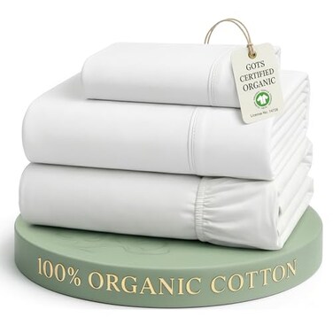 LANE LINEN 100 Organic Cotton Twin Sheets Set 3Pc Twin Bed Sheets Soft Comfy Breathable Cotton Percale Sheets for Twin Size Bed Dorm Room Essentials Low Pill Fade Resistant White Sheets