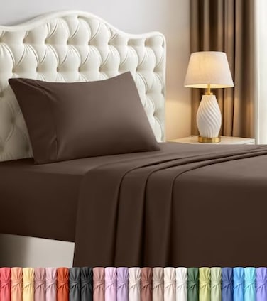 Utopia Bedding Twin Sheet Set 3 Piece Bed Sheets for Twin Size Bed Soft and Breathable Microfiber Includes 1 Fitted Sheet 1 Flat Sheet and 1 Pillowcase Oeko Tex Brown