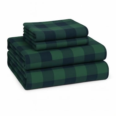 LANE LINEN Cotton Flannel Sheets King Size Brushed for Extra Softness King Size 100 Cotton Sheets Set Flannel Warm Cozy Flannel Cotton Bed Sheets 15 Deep Pocket Buffalo Checks Green