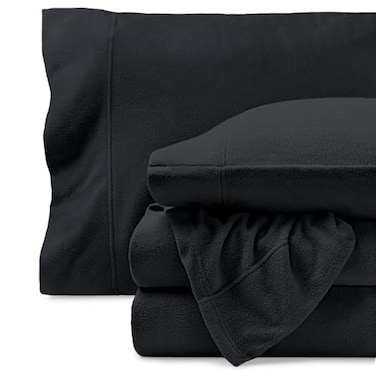 Bare Home Super Soft Fleece Sheet Set Twin Extra Long Size Extra Plush Polar Fleece NoPilling Bed Sheets All Season Cozy Warmth Twin XL Black