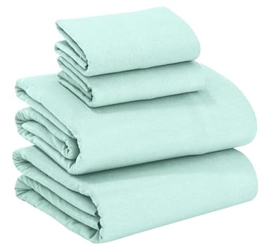 RUVANTI 100 Cotton Flannel Sheets Queen Size 4 Piece Warm Soft Breathable Deep Pocket Double Brushed Cozy All Season Bedding Set Aqua
