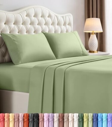 Utopia Bedding Full Size Sheet Set 4 Piece Bed Sheets Soft and Breathable Microfiber Includes 1 Fitted Sheet 1 Flat Sheet and 2 Pillowcases Oeko Tex Sage