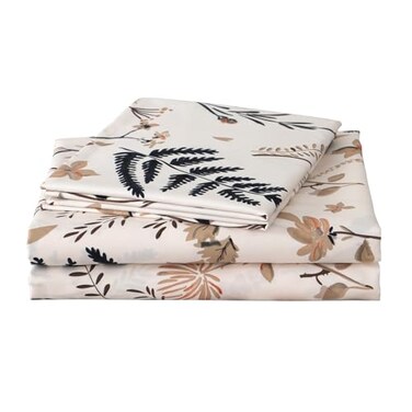 JSD Boho Floral Printed Sheet Set Cal King 4 Piece Soft Botanical Pattern Microfiber Sheets Extra Deep Pocket