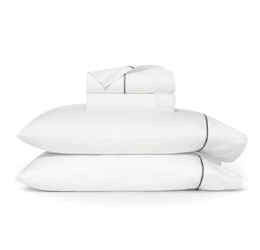 BOLL & BOLL BRANCH Signature Embroidered Sheet Set Twin WhiteStone Luxury 100 Organic Cotton 1 Flat 1 Fitted 2 Pillowcases