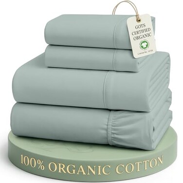 LANE LINEN Queen Bed Sheets 100 Organic Cotton 4pc Percale French Blue