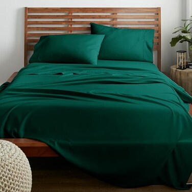 American Home Collection Twin Sheet Set UltraSoft Microfiber 15Inch Deep Pocket Wrinkle Free and Fade Resistant Emerald Green
