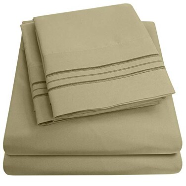 Sweet Home 1500 Supreme Collection Twin Sheet Sets Sage Green 3 Piece Bed Sheets and Pillowcase Set for Twin Mattress Extra Soft Elastic Corner Straps Deep Pocket Sheets Twin Sage Green