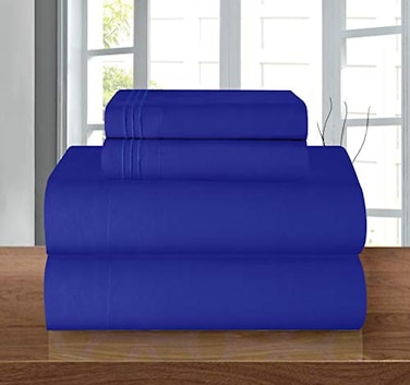Elegant Comfort 1500 Thread Count Wrinkle Resistant Egyptian Quality Ultra Soft Luxurious 4 pcs Bed Sheet Set Deep Pocket Up to 16 Many Size and Colors King Royal Blue