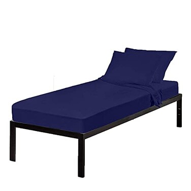 Gilbins College Dorm Cotton Twin Extra Long 4 Piece Sheet Set Navy