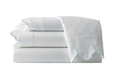 Belle Epoque 58012 Traditional Scalloped Embroidered Sheet Set Light Blue Queen