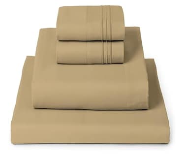 Mellanni Full Sheets Set 4 PC Iconic Collection Bedding Hotel Luxury Extra Soft Cooling Bed Sheets Wrinkle Fade Stain Resistant Full Gold
