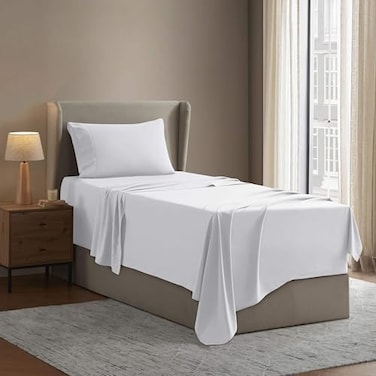 Nestl Twin Bed Sheet Set White Instantly Soft Microfiber No Breakin Wash 4Piece Deep Pocket Sheets Pillowcases Stays Put All Night