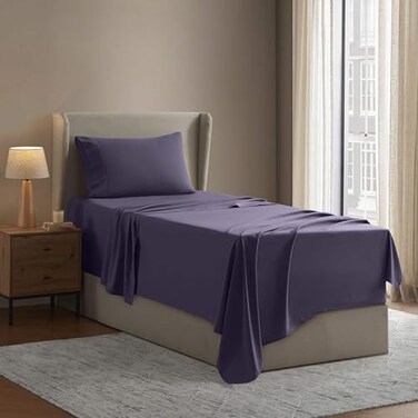 Nestl Twin Bed Sheet Set Purple Instantly Soft Microfiber No Breakin Wash 4Piece Deep Pocket Sheets Pillowcases Stays Put All Night