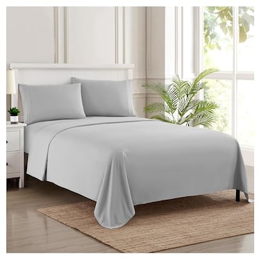 Sweet Home Full Size Sheet Sets Breathable Luxury Sheets with Full Elastic Secure Corner Straps Built In 1800 Supreme Collection Extra Soft Deep Pocket Bedding Set Sheet Set Full Silver