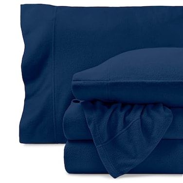 Bare Home Super Soft Fleece Sheet Set Full Size Extra Plush Polar Fleece NoPilling Bed Sheets All Season Cozy Warmth Full Dark Blue