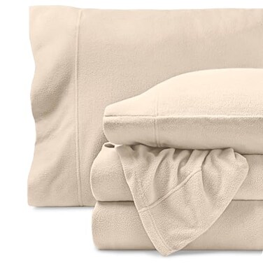 Bare Home Super Soft Fleece Sheet Set Split King Size Extra Plush Polar Fleece NoPilling Bed Sheets All Season Cozy Warmth Split King Sand