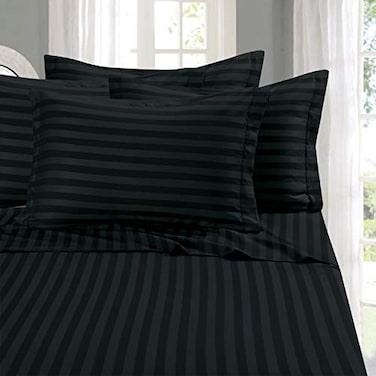 Elegant Comfort Best Softest Coziest 6Piece Sheet Sets 1500 Premier Hotel Quality Luxurious Wrinkle Resistant 6Piece Damask Stripe Bed Sheet Set Queen Black