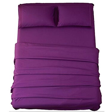SONORO KATE Sheets Super Soft Microfiber 1800 Series 18 Inch Deep Pocket 4 Piece Queen Size Purple