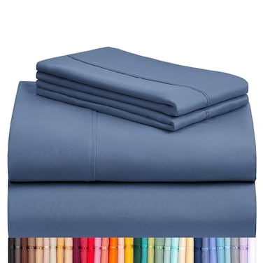 LuxClub 4 PC Queen Sheet Set Breathable Luxury Bed Sheets Deep Pockets 18 Wrinkle Free Cooling Sheets Machine Washable Hotel Bedding Silky Soft Oxford Queen