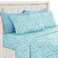 LDC LUX Ultra Soft WrinkleFree Microfiber Paisley Queen Sheet Set Cute Floral Pattern Boho Print 16 Deep Pocket Fitted Sheet Flat Sheet 4 Pillowcases Breathable OEKOTEX Blue