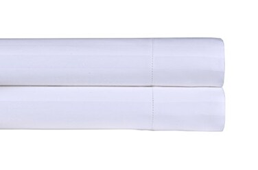 Threadmill Standard Size White Luxury Pillowcases 500 Thread Count Damask Weave 2 Piece Long Staple Cotton Pillow Protector Set Breathable Striped Pillow Covers
