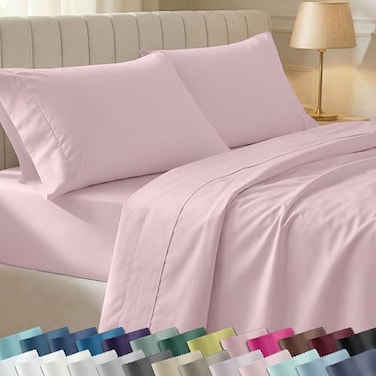 California Design Den Soft Queen Size 100 Cotton Sheet Sets 400 Thread Count Good Housekeeping Award Winner Silky Smooth Sateen Weave with Deep Pockets Durable Queen Bed Sheet Set Pink