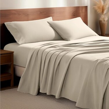 Bare Home Flannel Sheet Set 100 Cotton Velvety Soft Heavyweight Double Brushed Flannel Deep Pocket Queen Sand