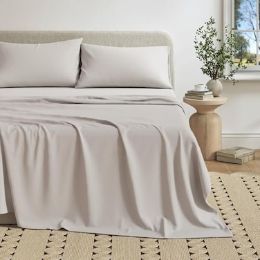 Great Bay Home Cotton Jersey Knit California King Sheet Set UltraSoft Stretchy Heathered Melange Bed Sheets Cozy Soft TShirt Sheet Pillowcase Set Light Grey