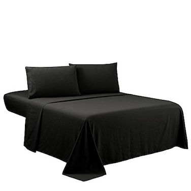 Sfoothome King Sheets Set Black Hotel Luxury 4Piece Bed Set Extra Deep Pocket 1800 Series Bedding Set Wrinkle Fade Resistant Sheet Pillow Case Set King Black