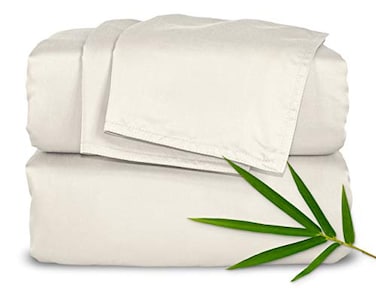 Pure Bamboo King Sheets Genuine 100 Organic Viscose Derived from Bamboo Bed Sheet Set Luxuriously Soft Cooling Double Stitching 2 Year Quality Promise King Ivory