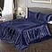 Vonty Satin Sheets Queen Size Silky Soft Satin Bed Sheets Navy Blue Sheet Set 1 Deep Pocket Fitted Sheet 1 Flat Sheet 2 Pillowcases