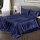 Vonty Satin Sheets Queen Size Silky Soft Satin Bed Sheets Navy Blue Sheet Set 1 Deep Pocket Fitted Sheet 1 Flat Sheet 2 Pillowcases