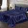 Vonty Satin Sheets Queen Size Silky Soft Satin Bed Sheets Navy Blue Sheet Set 1 Deep Pocket Fitted Sheet 1 Flat Sheet 2 Pillowcases