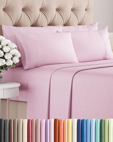 CGK Unlimited King 6 Piece Sheet Set Comfy Breathable Cooling UltraSoft Hotel Luxury Bedding Set with 816 Inch Deep Pockets 1 Flat 1 Fitted Sheet 4 Pillowcases Wrinkle Free Easy Care Light Pink